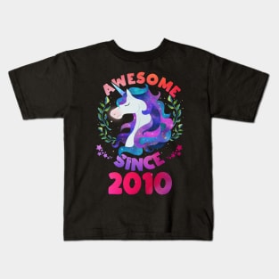 Cute Awesome Unicorn Since 2010 Funny Gift Kids T-Shirt